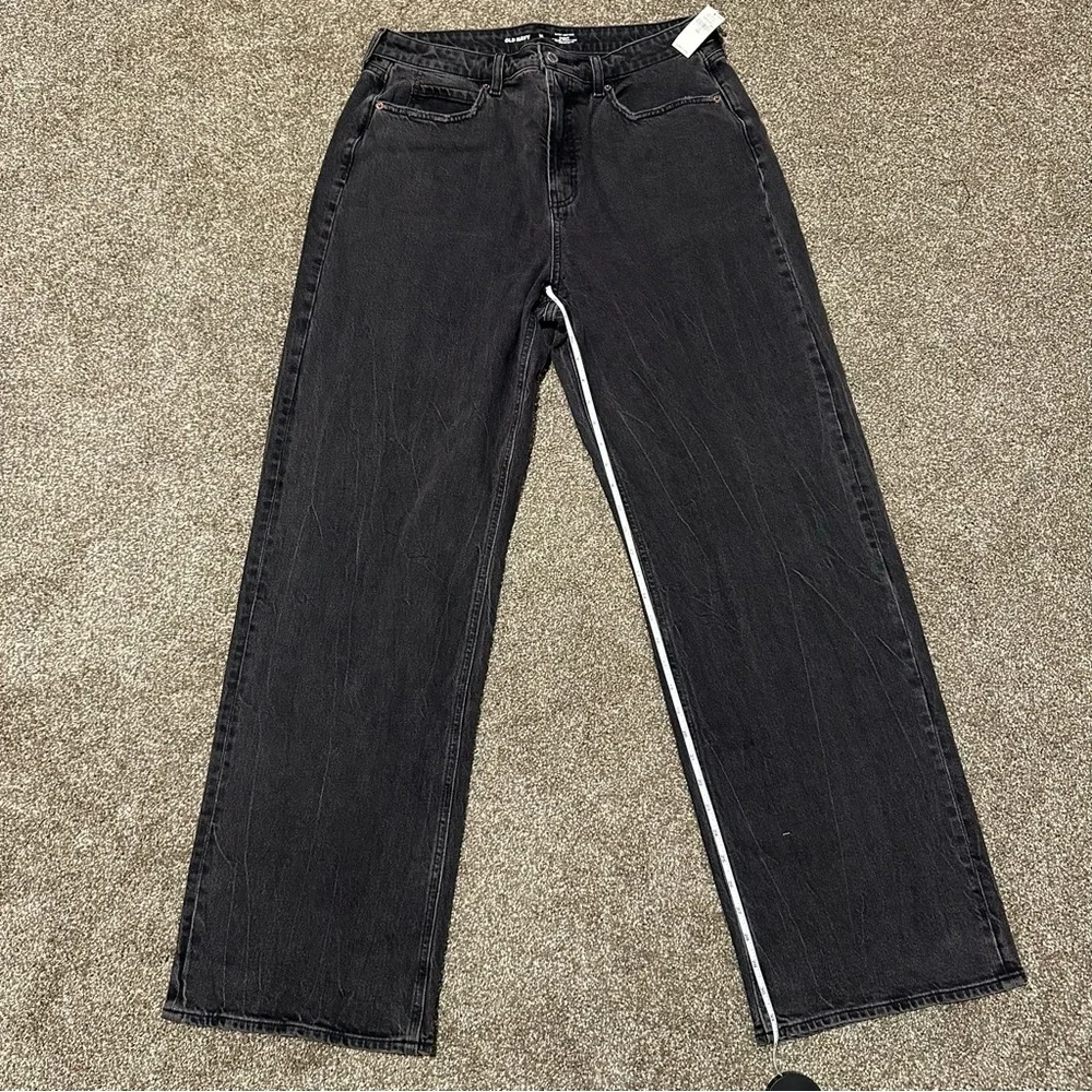 NWT- Old Navy Curvy Extra High-Waisted Wide-Leg Jeans Black Wash Size 12 Tall - Picture 8 of 9